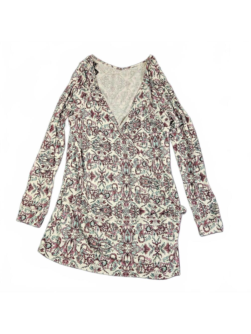 Noble Outfitters Womens Large Cream Paisley Long Sleeve Tunic Boho Equestrian